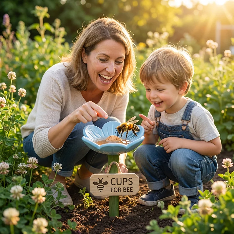 🌿🌸 Keramische Bienentränke in Blütenform💦🐝Praktischer Wasserspender für Bienen, wetterfest & nachhaltig – schonend für Insekten!