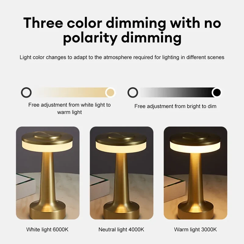 Skanto Skanto | Retro-LED-Tischlampe, USB-wiederaufladbar, stufenlos dimmbar, Nachtlicht, Campinglicht, geeignet als Barlampe, Schlafzimmer-Stimmungslicht