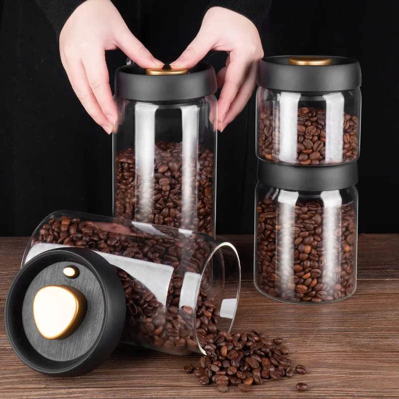 Skanto | GIANXI Vakuumversiegeltes Glas, Kaffeebohnen, Glas, luftdichter Behälter, Lebensmittel, Getreide, Süßigkeiten, Frischehalter, Küchenutensilien