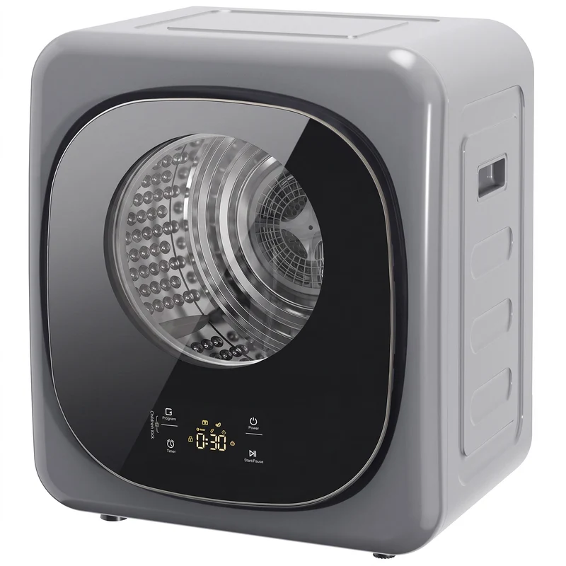4kg Vented Tumble Dryer with Sensor Dry & 5 Modes, Compact 57cm Freestanding Clothes Dryer for Apartment Dorm RV Silver