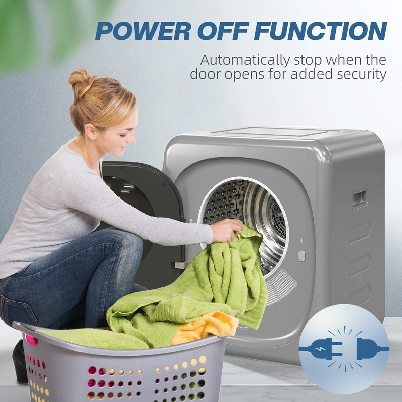 4kg Vented Tumble Dryer with Smart Mode & Stainless Steel Drum, Compact Freestanding Stackable Design, Silver