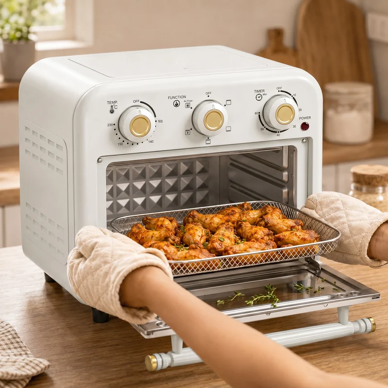 12 L Air Fryer Oven with Convection Cooking, Adjustable Temperature & Timer, Dishwasher-Safe Steel Design in Cream White