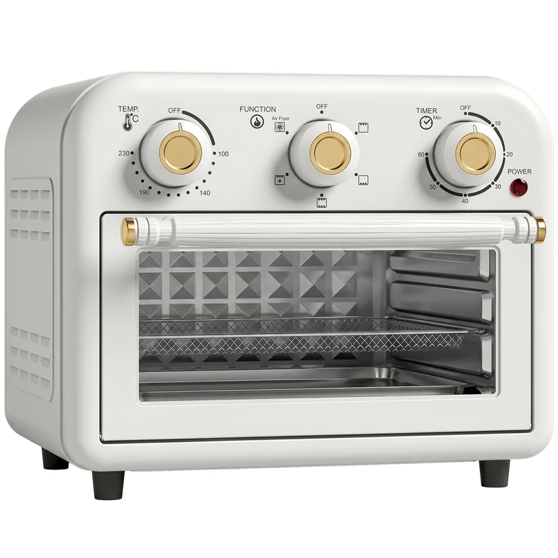 12 L Air Fryer Oven with Convection Cooking, Adjustable Temperature & Timer, Dishwasher-Safe Steel Design in Cream White