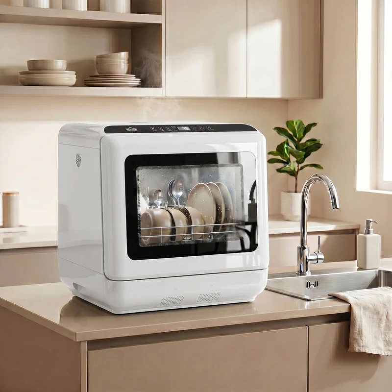 Countertop Dishwasher with 1.6 Gal Tank, 5 Programs & Air-Dry for Apartments & RVs