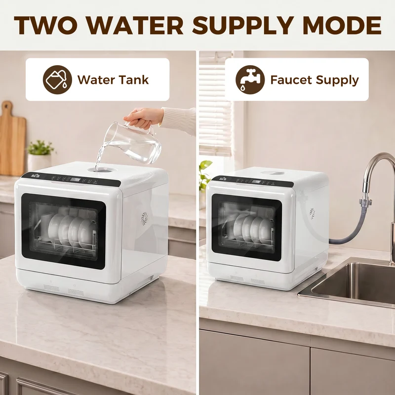 Countertop Dishwasher with 1.6 Gal Tank, 5 Programs & Air-Dry for Apartments & RVs