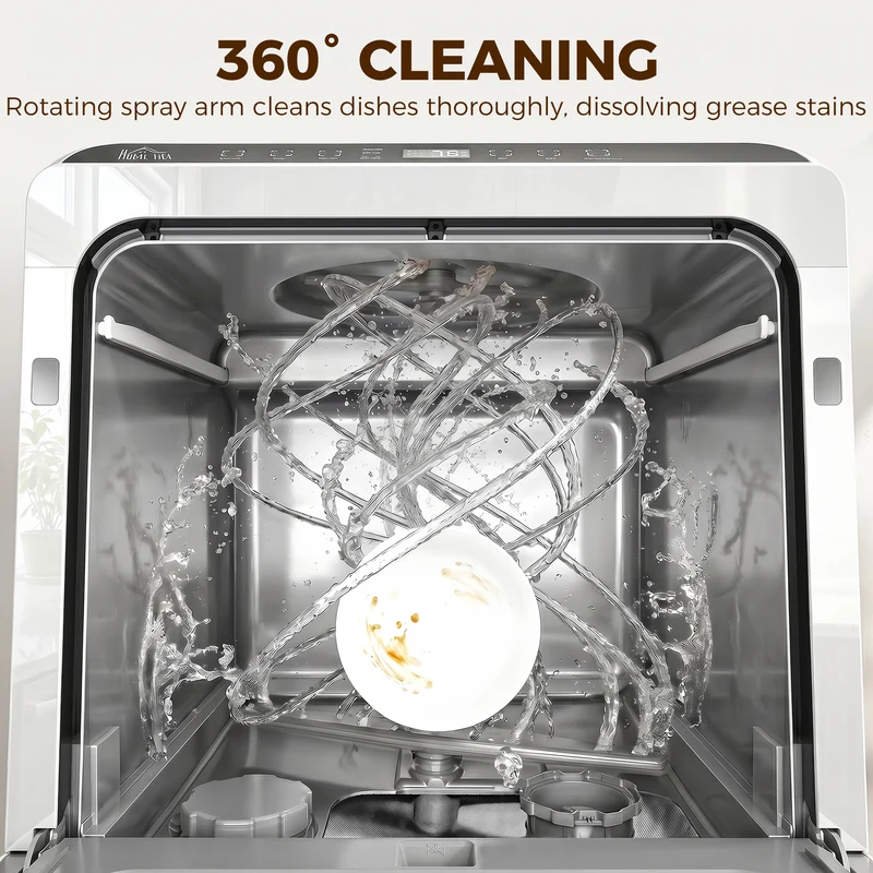 Countertop Dishwasher with 1.6 Gal Tank, 5 Programs & Air-Dry for Apartments & RVs