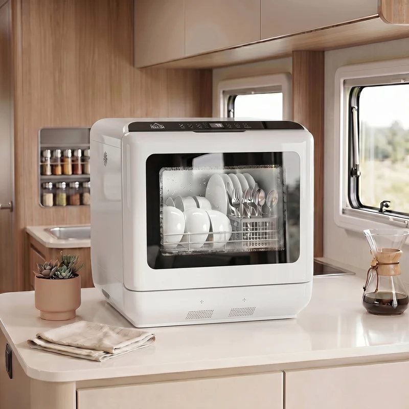 Countertop Dishwasher with 1.6 Gal Tank, 5 Programs & Air-Dry for Apartments & RVs