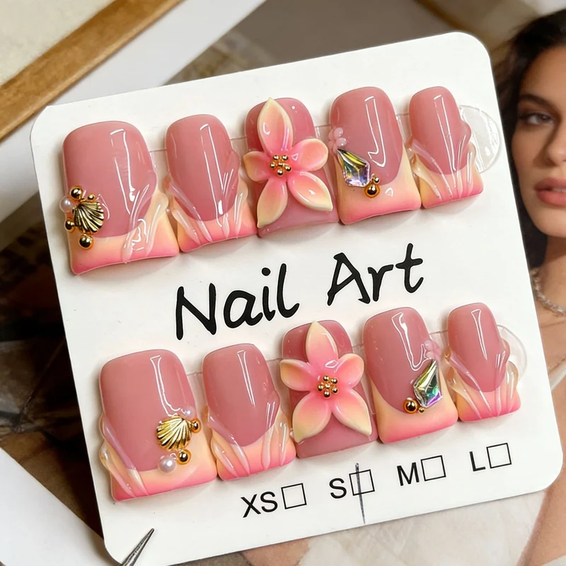 Floral Press-On Nail Art
