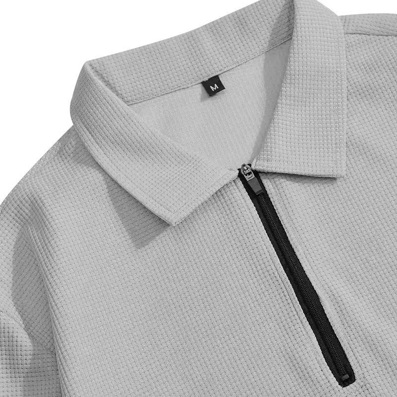Herren Waffelstrick-Set: Sweatshirt & Hose mit geradem Bein