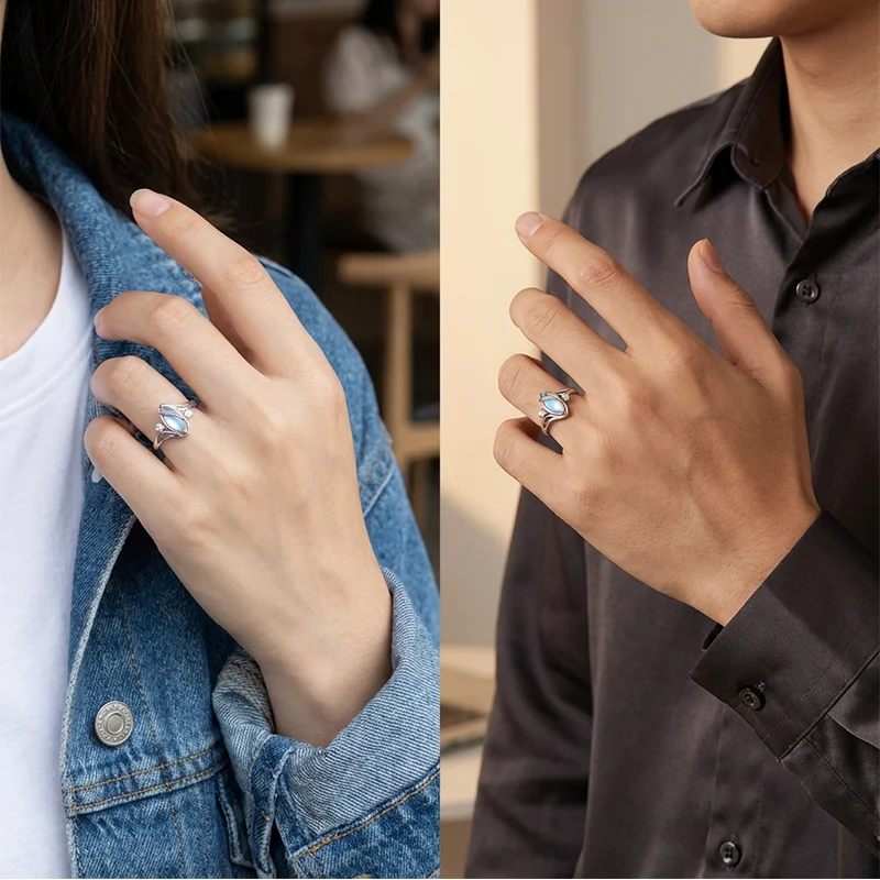 🔥Solange der Vorrat reicht 40 % Rabatt!🎉Geometrischer Damenring mit ovalem grünem Mondstein & Zirkonia – modern & stilvoll 💍✨