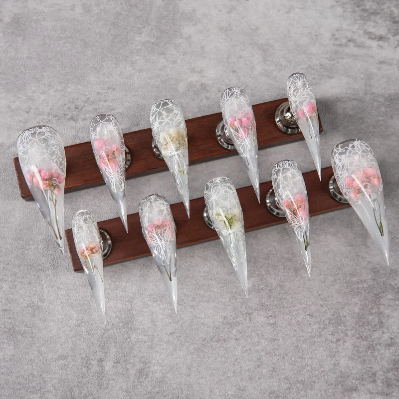 Floral Design Stiletto Press-On Nails
