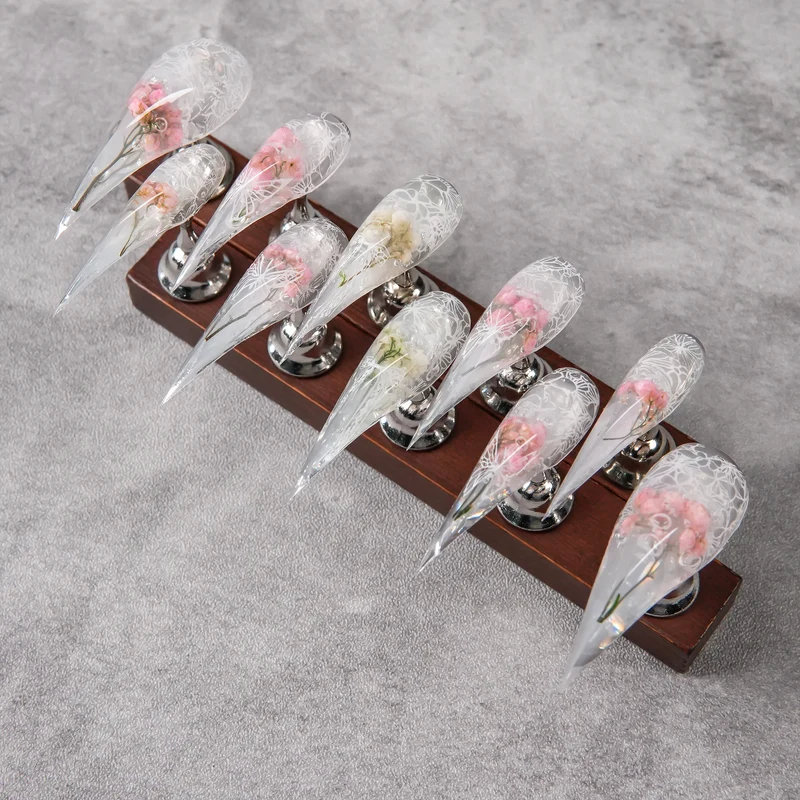 Floral Design Stiletto Press-On Nails