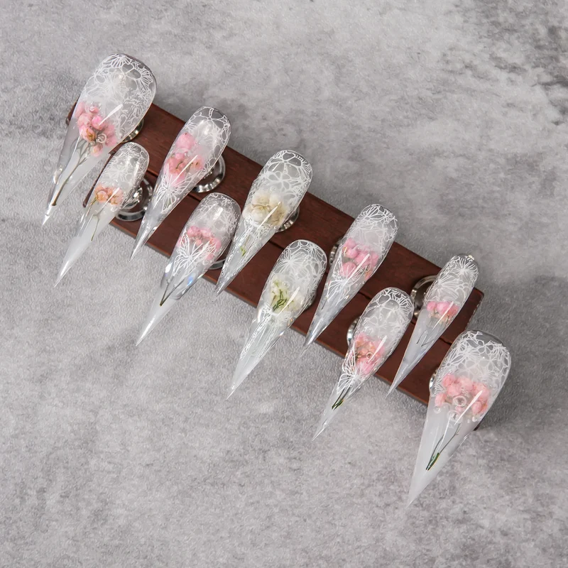 Floral Design Stiletto Press-On Nails