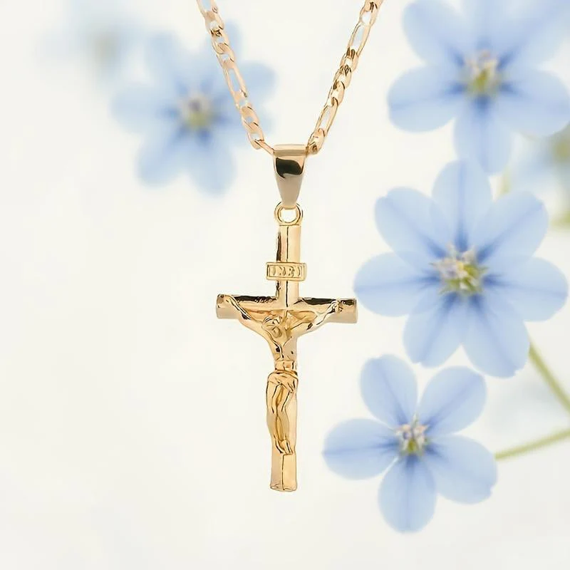 Herren-Kette mit Kreuz-Anhänger – Goldfarben ✝️💛