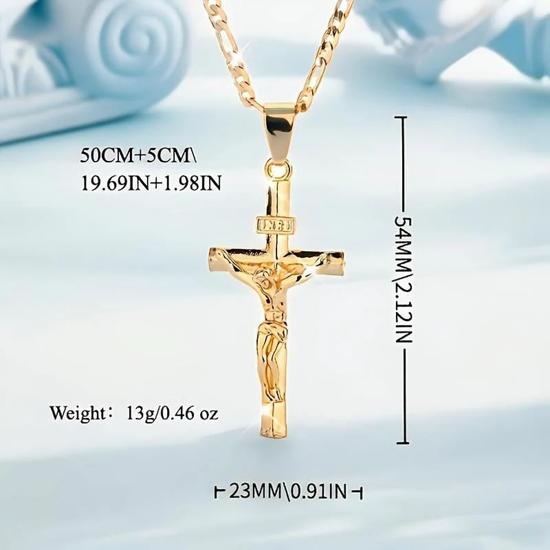 Herren-Kette mit Kreuz-Anhänger – Goldfarben ✝️💛