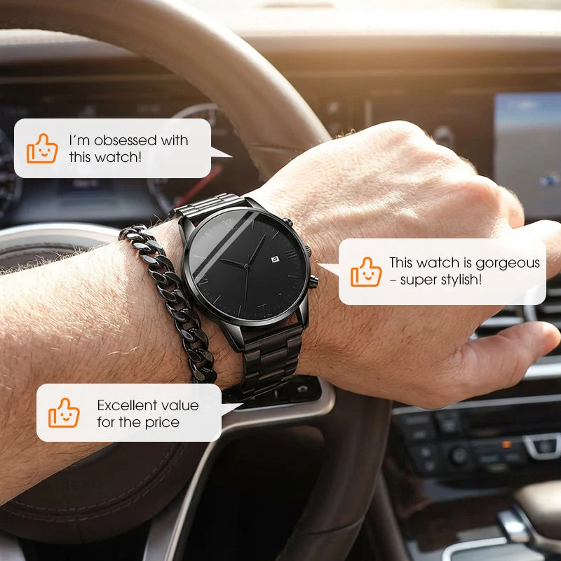 Dreiteiliges Geschenkset für Herren: Uhr + Halskette + Armband