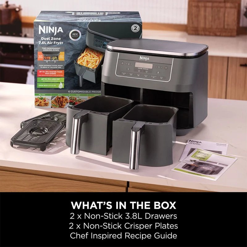 Ninja 6-in-1 Dual Zone 7.6L Heißluftfritteuse - Gun Metal Grau | DZ300UK