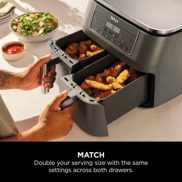 Ninja 6-in-1 Dual Zone 7.6L Heißluftfritteuse - Gun Metal Grau | DZ300UK
