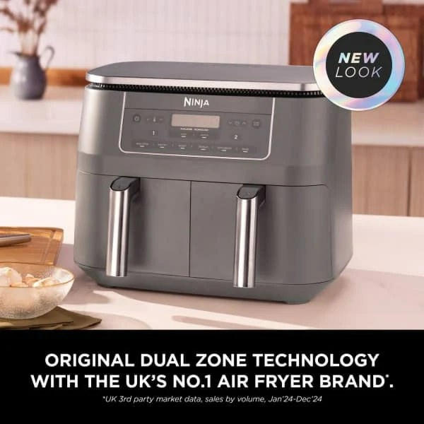 Ninja 6-in-1 Dual Zone 7.6L Heißluftfritteuse - Gun Metal Grau | DZ300UK