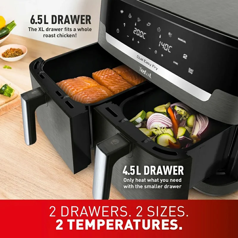 Tefal Easy Fry Dual XXL 11L Heißluftfritteuse - Coal Grau | EY942HG0