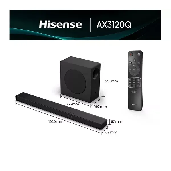 Hisense 3.1.2 Wireless Soundbar mit Subwoofer - Schwarz | AX3120Q