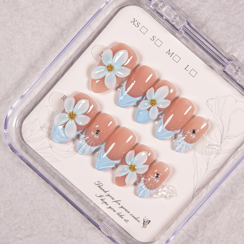 Blumen Schmuck Press-On Nagel Verbesserungen