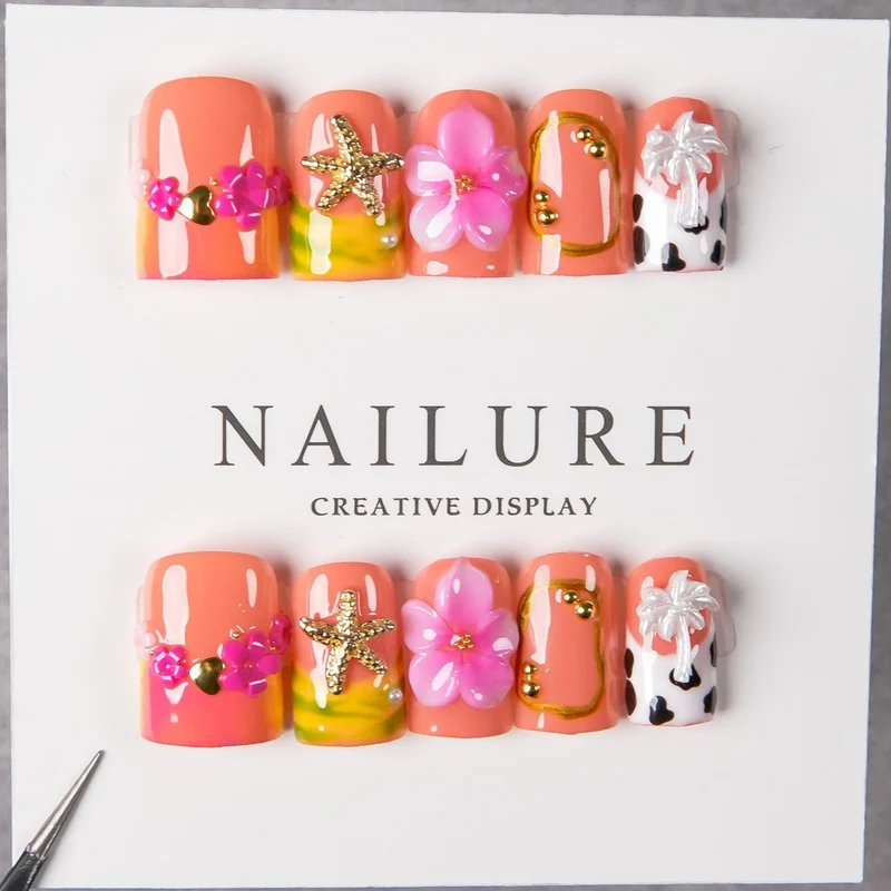 Blumen-Dekoration Press-On Nagelset
