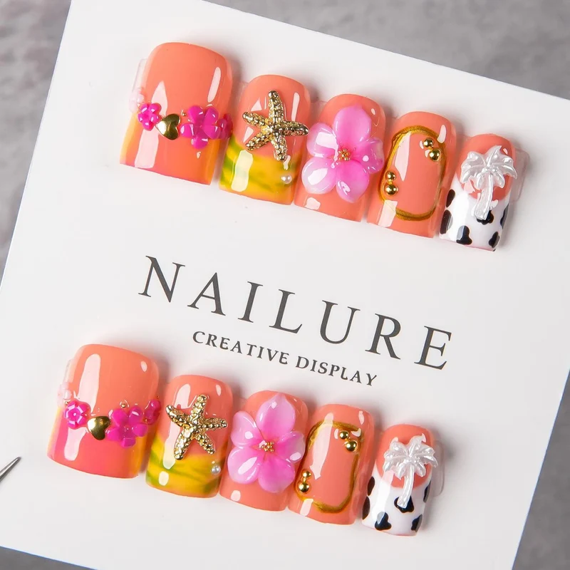 Blumen-Dekoration Press-On Nagelset