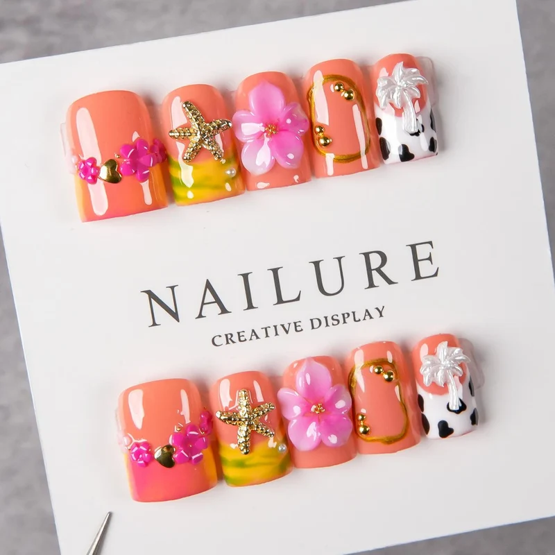 Blumen-Dekoration Press-On Nagelset