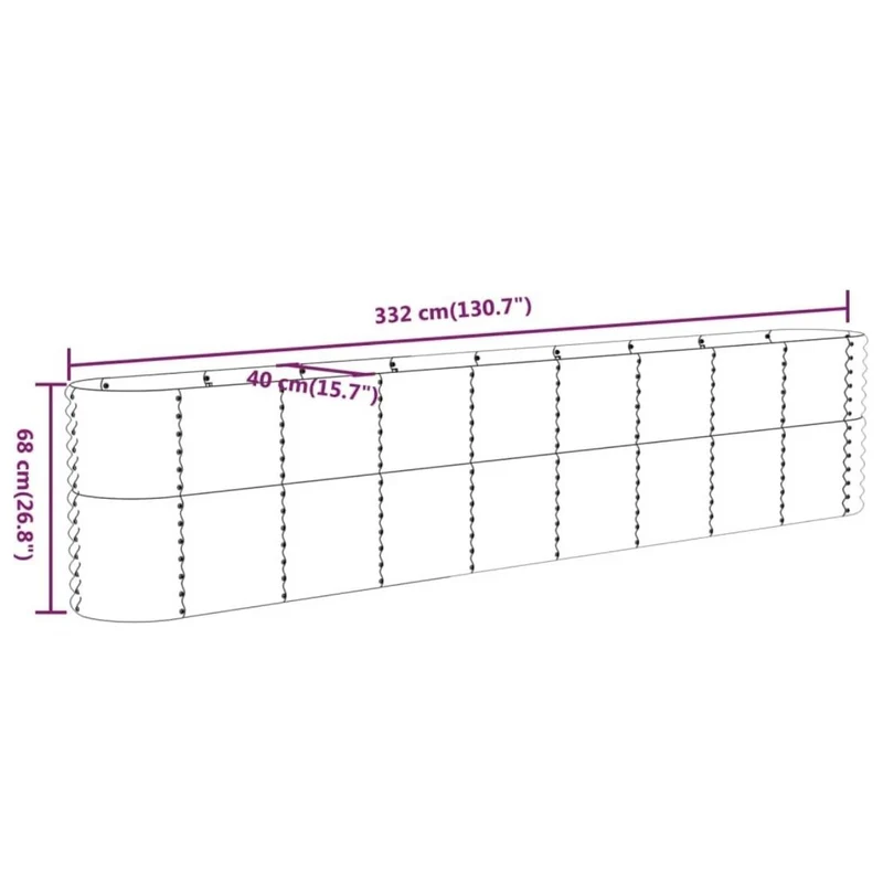 Garten Hochbeet Pflanzenbeet Stahl Garten Beet 332x68cm