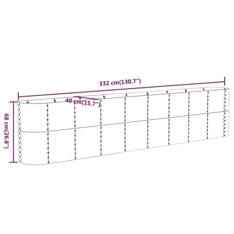 Garten Hochbeet Pflanzenbeet Stahl Garten Beet 332x68cm