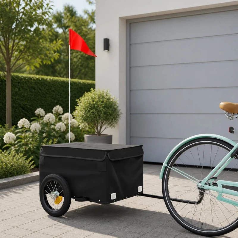 Fahrrad Transportanhänger Schwarz Anhänger Lastenanhänger Cargo Bike