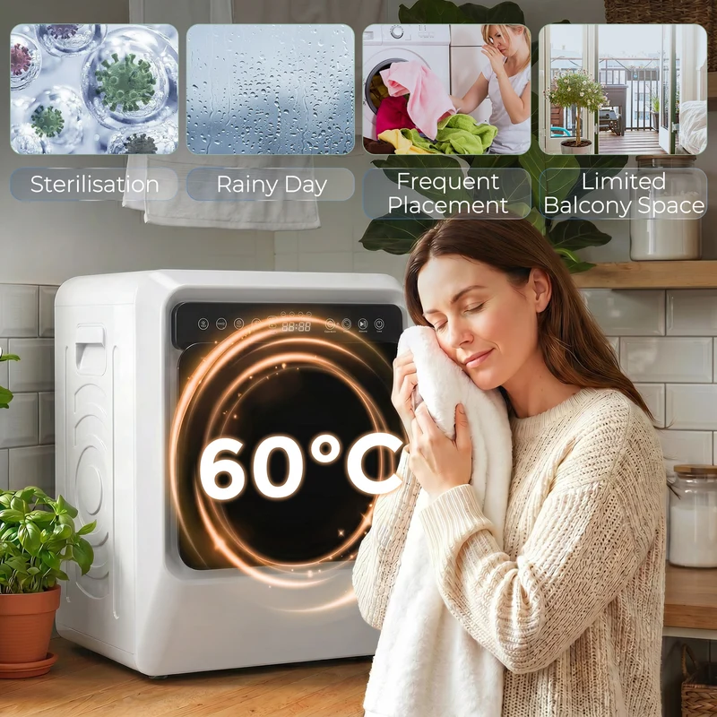 5kg Vented Tumble Dryer with Smart Drying & Stainless Steel Tub, Compact Freestanding Design, White