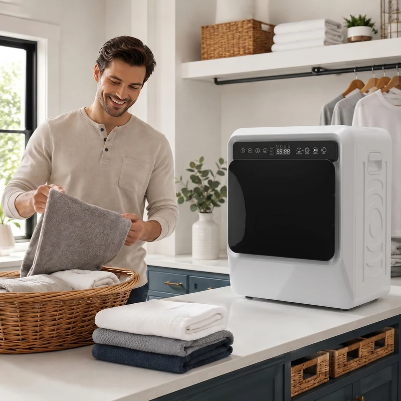 5kg Vented Tumble Dryer with Smart Drying & Stainless Steel Tub, Compact Freestanding Design, White