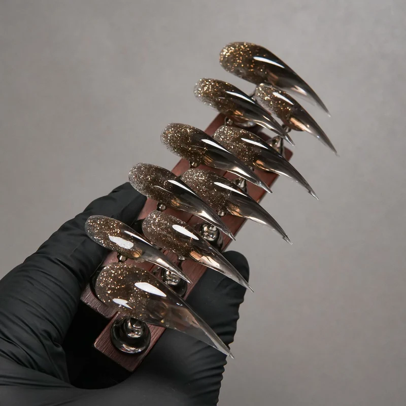 Glamouröse Stiletto Press-On Nägel mit Glitzer-Finish