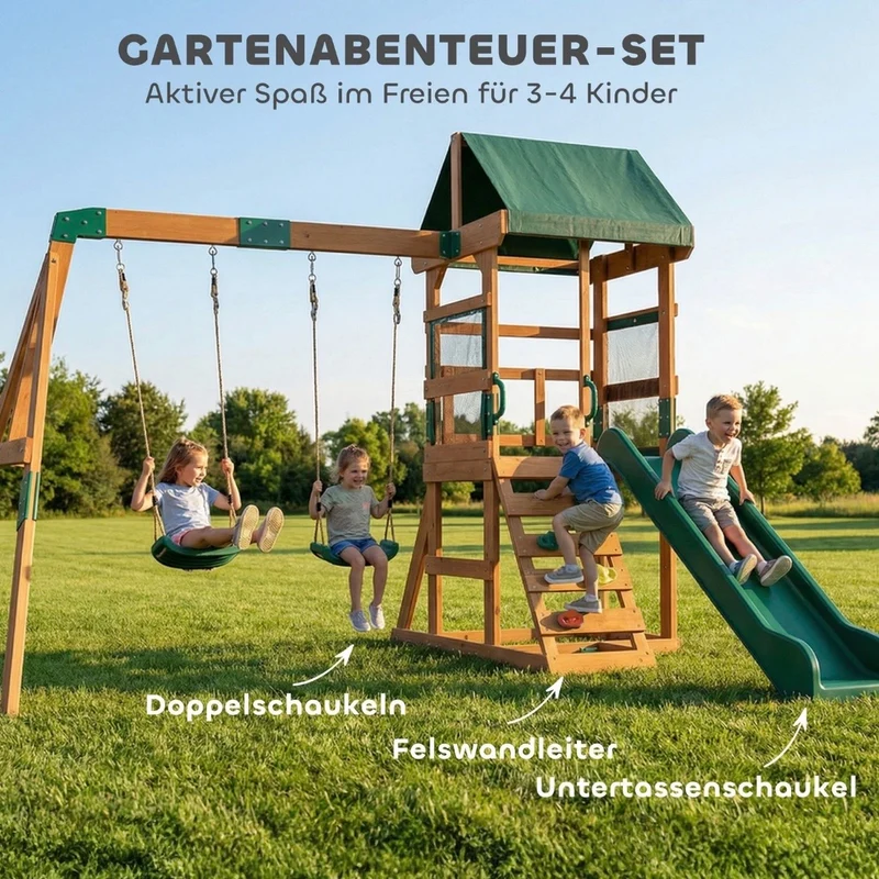 Spielturm Klettergerüst Schaukelgestell Rutsche Spielgerät
