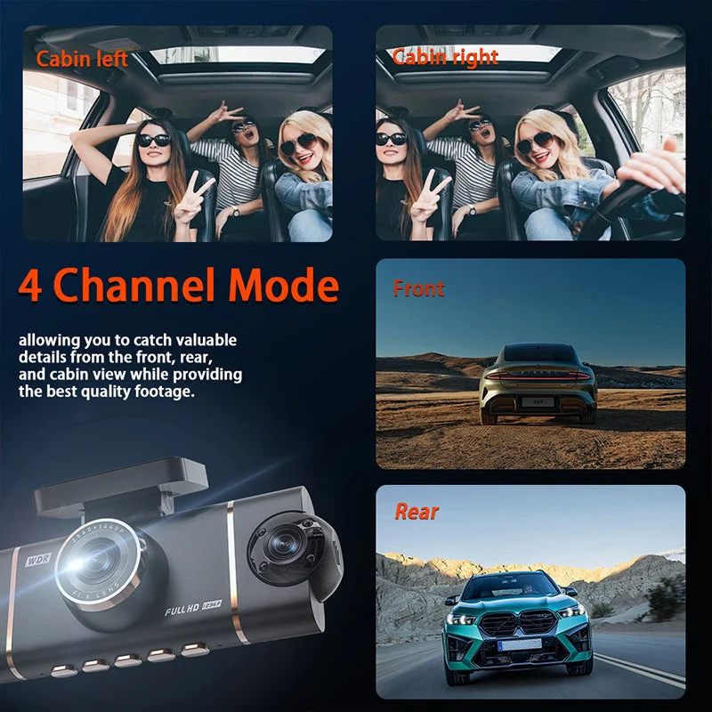 🏆60% RABATT 🚗 📹4-Channel HD Dashcam with Front Interior Rear Recording