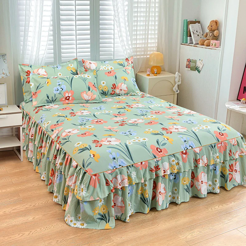 ⏳ Nur heute: 50% Rabatt | 3-teiliges Rüschen-Bettrock-Set 🛏️