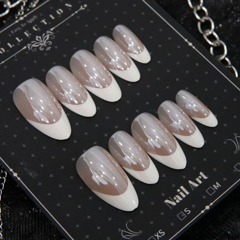Elegante französische Spitzen-Nagel-Set 1791254699