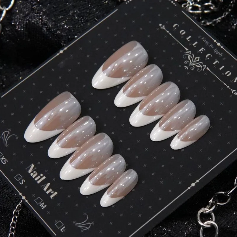 Elegante französische Spitzen-Nagel-Set 1791254699