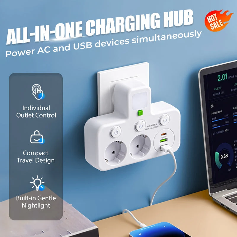 🎉 Neujahrsgeschenk – 50% RABATT!🔌 Intelligente Steckdosenleiste mit USB & Nachtlicht – Vielseitig & Sicher!