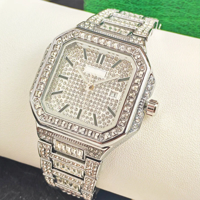 ⏳Zeitlich begrenztes Sonderangebot⏰Luxuriöse quadratische Strass-Uhr – umwerfender Glanz, kratzfest und sicherer Verschluss! ✨⌚