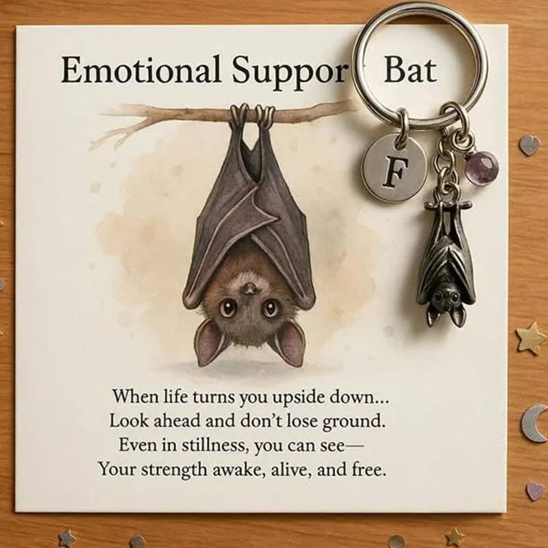 ✨Black Friday 50 % Rabatt!🦇Emotionaler Unterstützungs-Fledermaus-Schlüsselanhänger mit Grußkarte