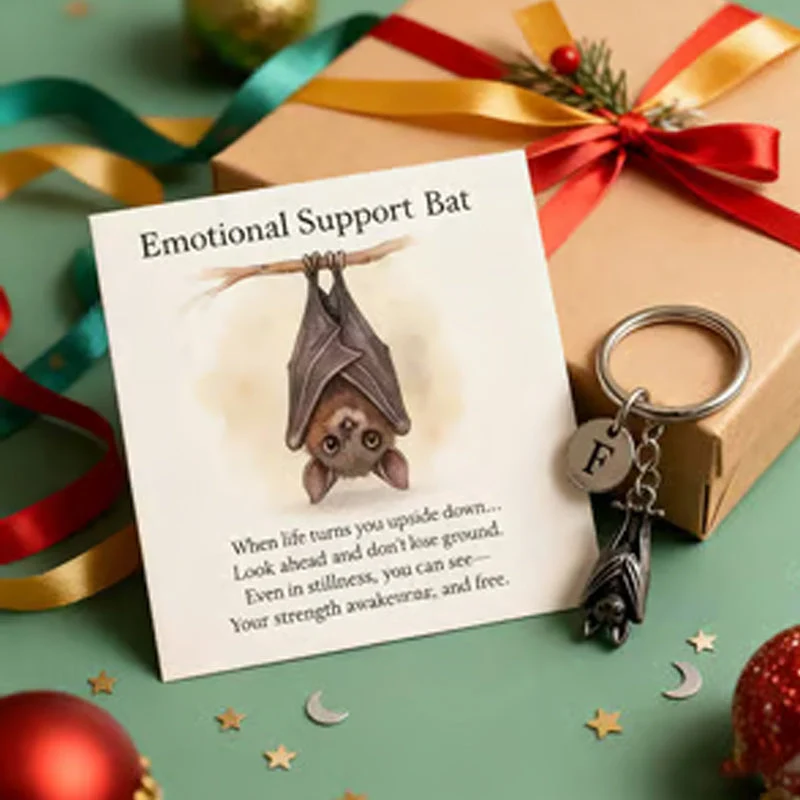 ✨Black Friday 50 % Rabatt!🦇Emotionaler Unterstützungs-Fledermaus-Schlüsselanhänger mit Grußkarte