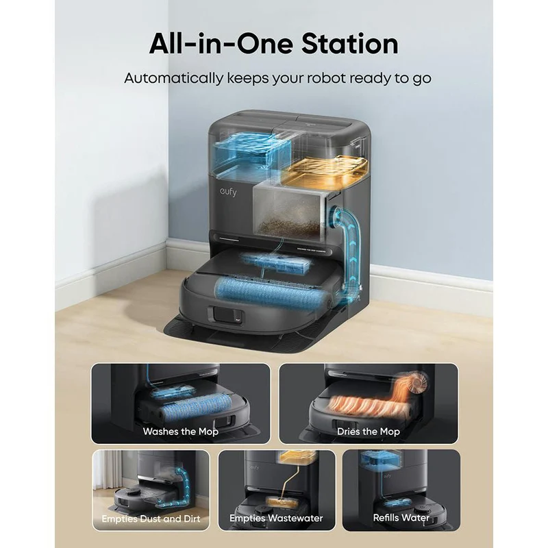 Eufy Omni C28A Bagless Robot Staubsauger mit Accessory Kit - Schwarz | T211AV10