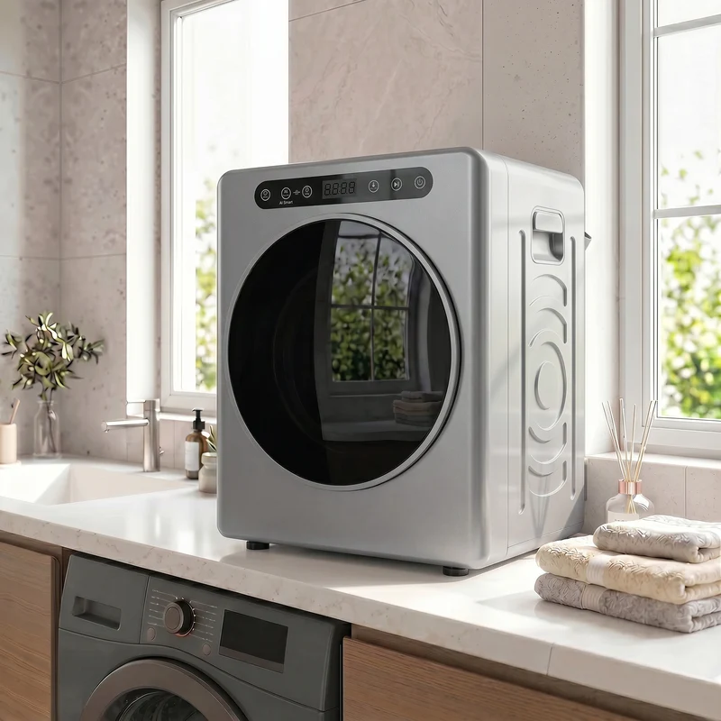 5kg Compact Vented Tumble Dryer with Stainless Steel Tub, 6 Heat Settings & Timer — Silver