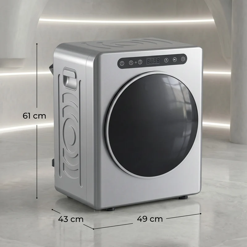 5kg Compact Vented Tumble Dryer with Stainless Steel Tub, 6 Heat Settings & Timer — Silver