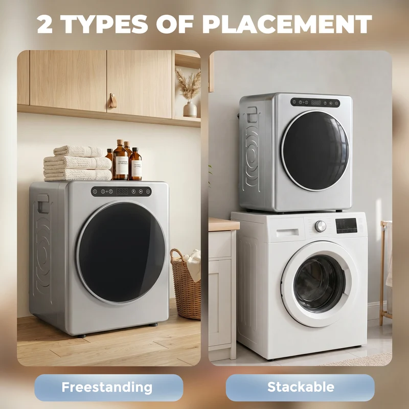 5kg Compact Vented Tumble Dryer with Stainless Steel Tub, 6 Heat Settings & Timer — Silver