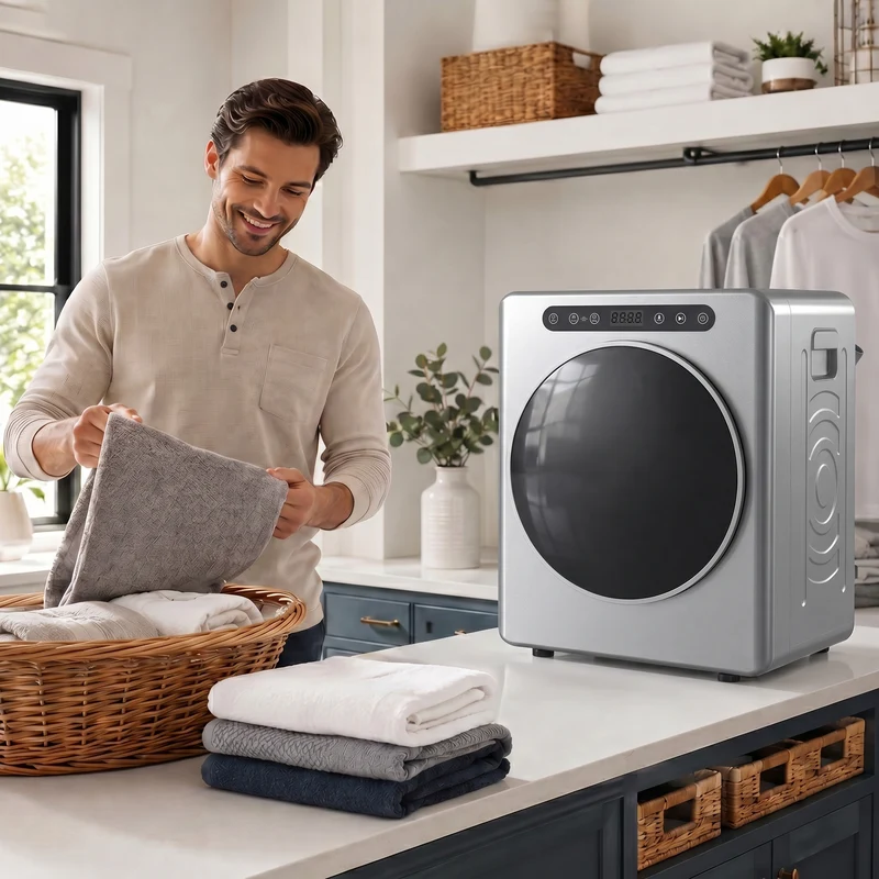 5kg Compact Vented Tumble Dryer with Stainless Steel Tub, 6 Heat Settings & Timer — Silver