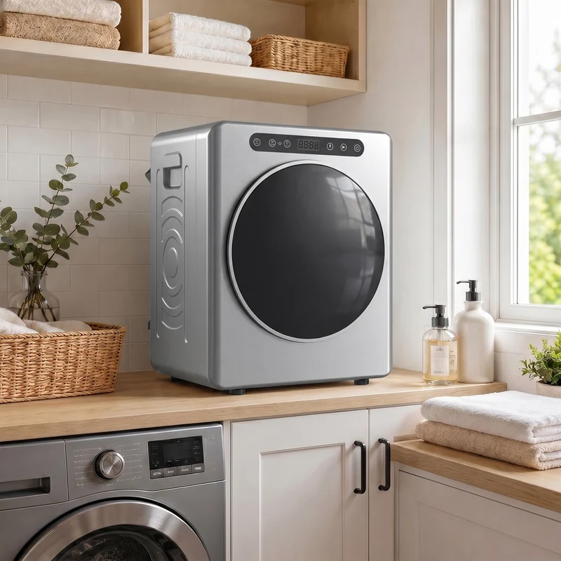 5kg Compact Vented Tumble Dryer with Stainless Steel Tub, 6 Heat Settings & Timer — Silver